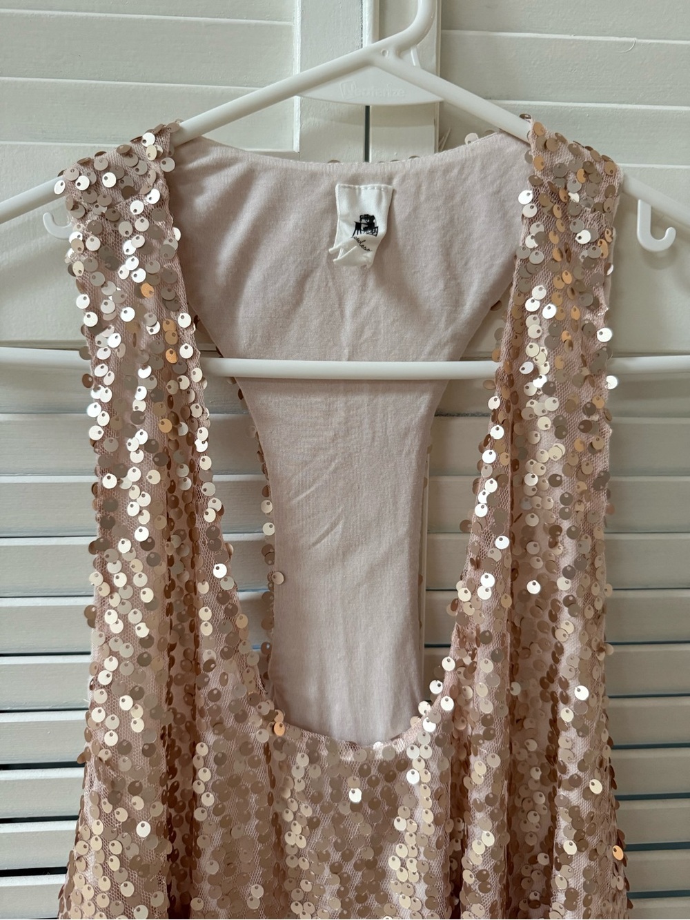 Sequin Racerback Tank Top - Champagne - Picture 3 of 5